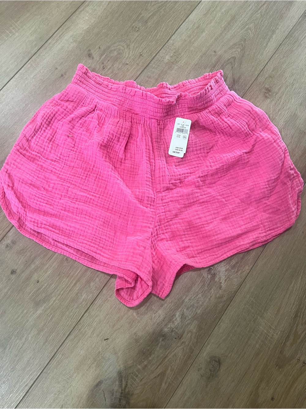 Aerie Pink Cotton Gauze Elastic-Waist Shorts Medium NWT